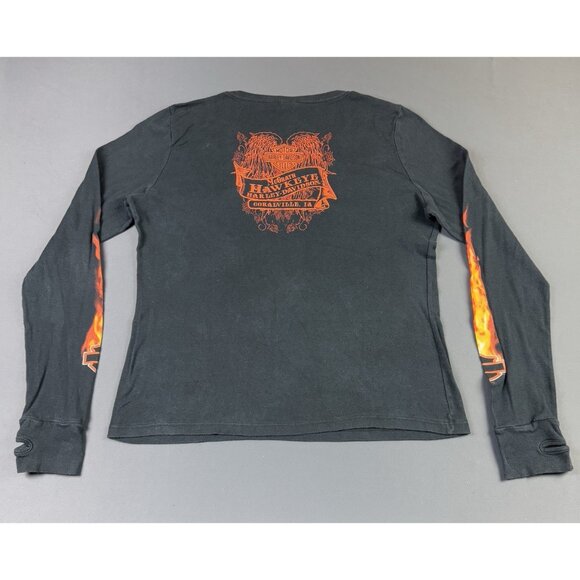 Rare Vintage Y2K Harley Davidson McGrath Hawkeye Coralville IA Flames Longsleeve - Picture 2 of 10